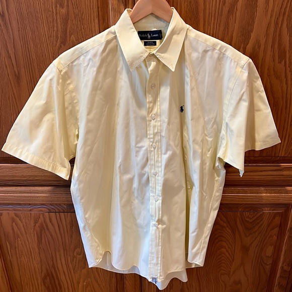 Yellow Short Sleeve Men’s Polo Dress Shirt - Picture 1 of 3